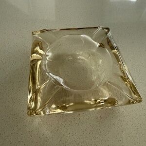 Vintage Heavy Glass Ashtray – Square, Thick Cut, Clear Pressed Glass 4.5” x 4.5